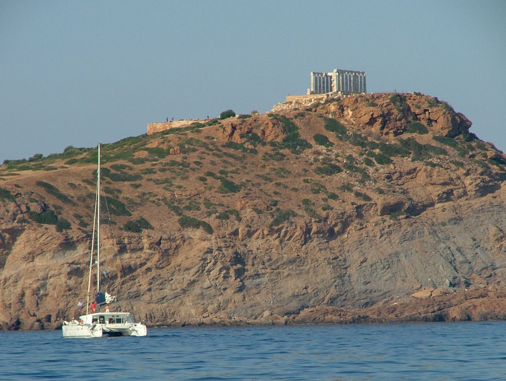 Cyclades Sailing: The temple of Poseidon, an important anchorage before setting sail into the Cyclades.