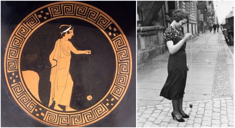 , The origins of the Yo-Yo, one of the oldest toys known to humanity, seen on the side of Greek vases 500 BC