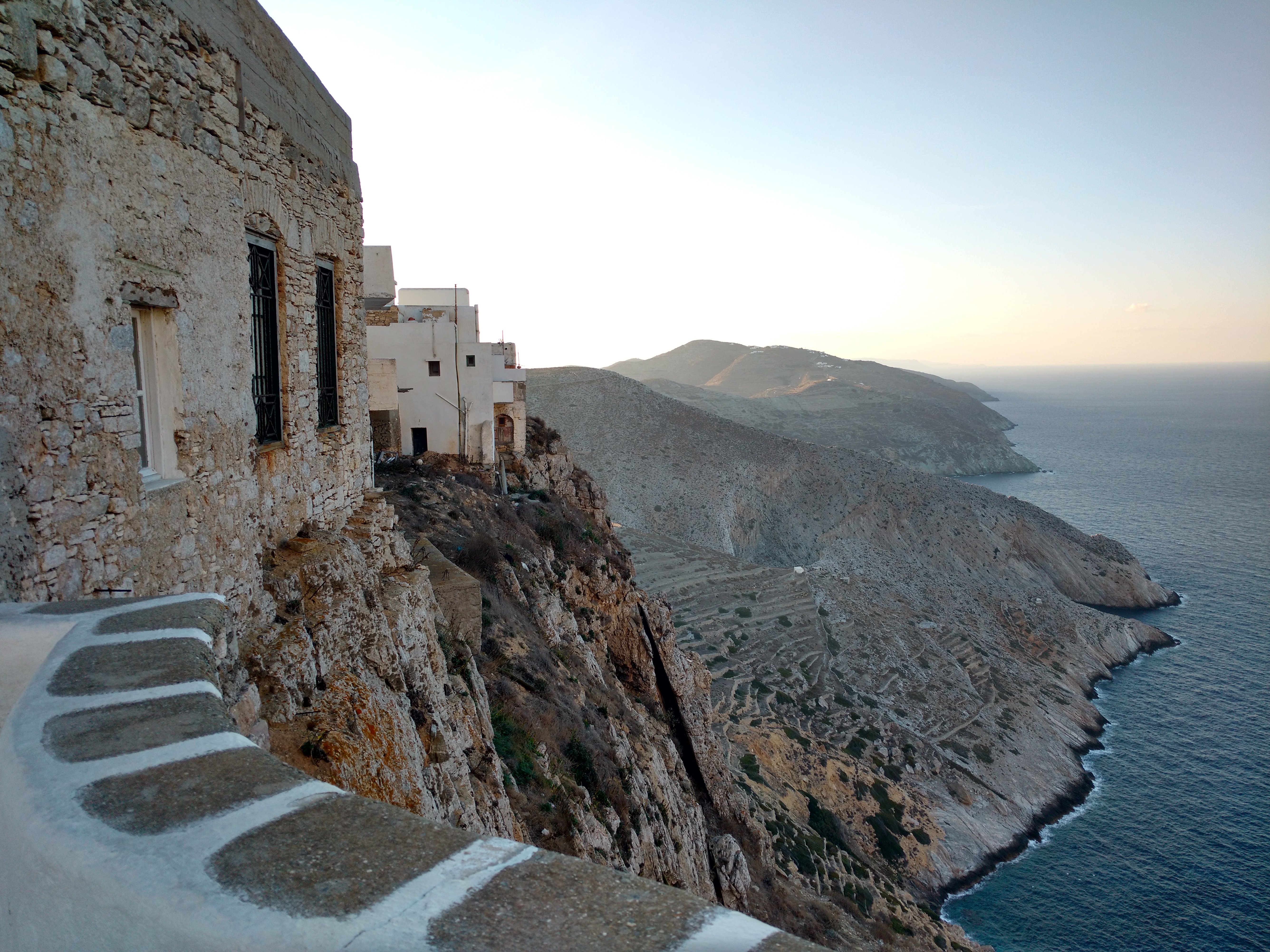 Cyclades Sailing: Sheer cliffs on the north side of the main village Chora.